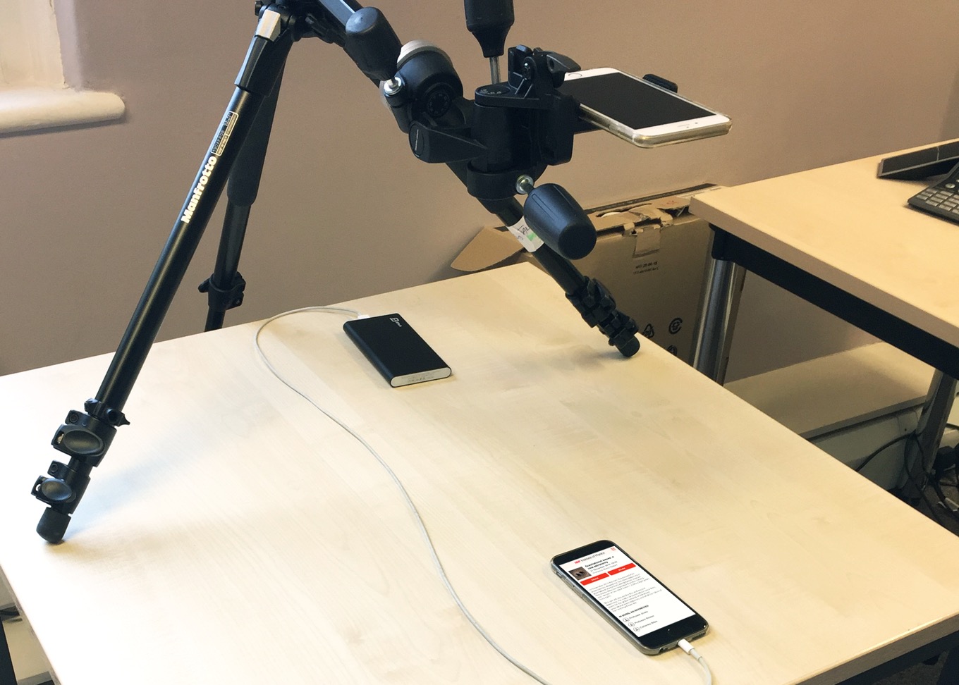 The user testing setup for the Events prototype